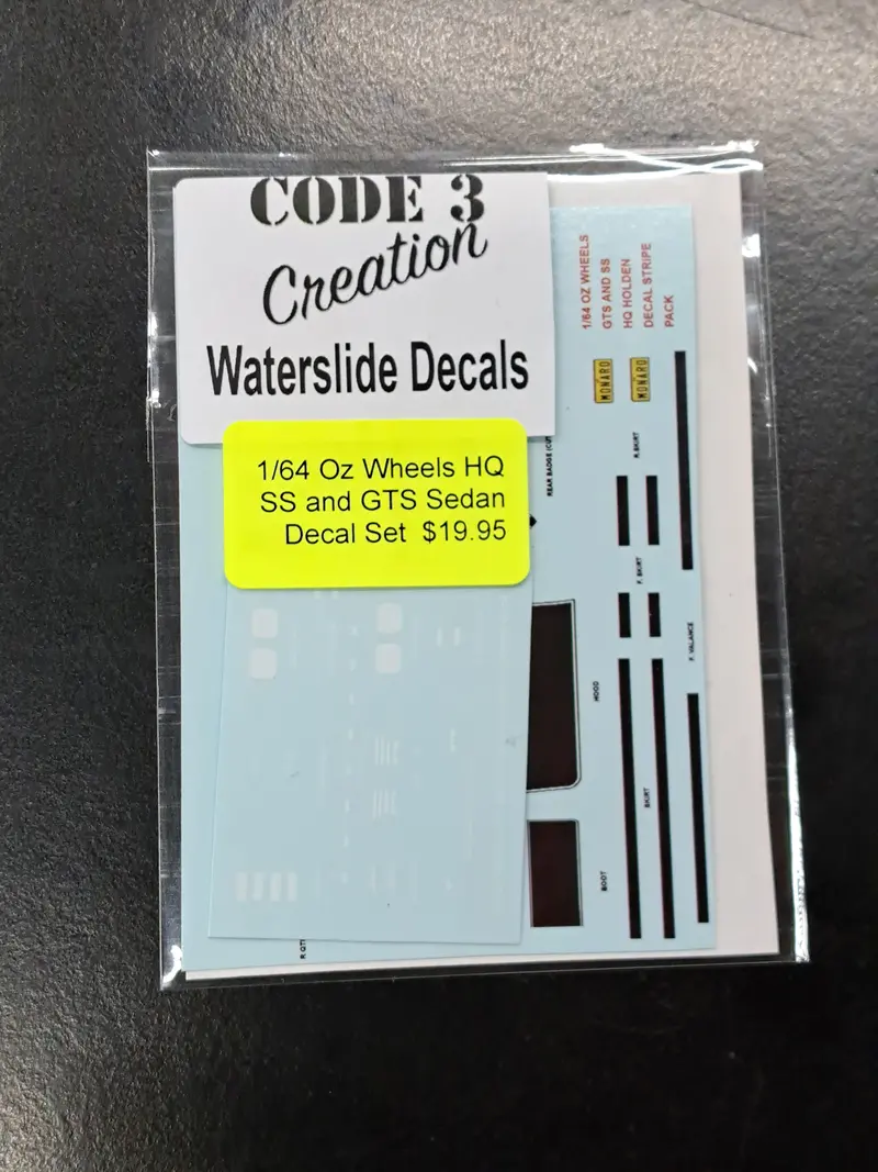 1/64 Code 3 Creation Decals Gts & Ss Set For Oz Wheels Holden Hqs Series 1 1