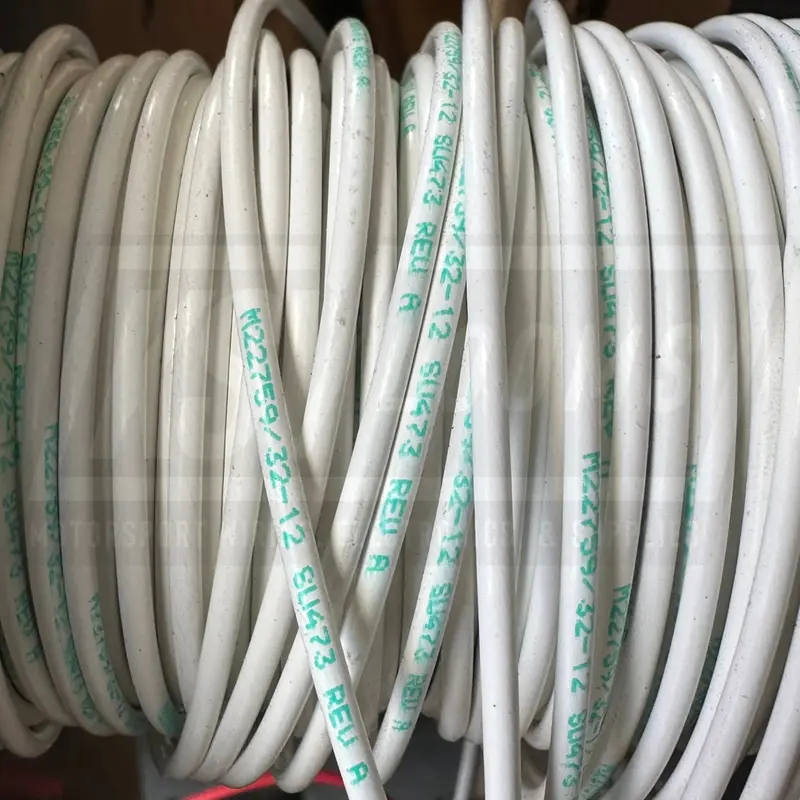 12 Awg White Tefzel Wire M22759/32-12-9 (Cut Length) 1