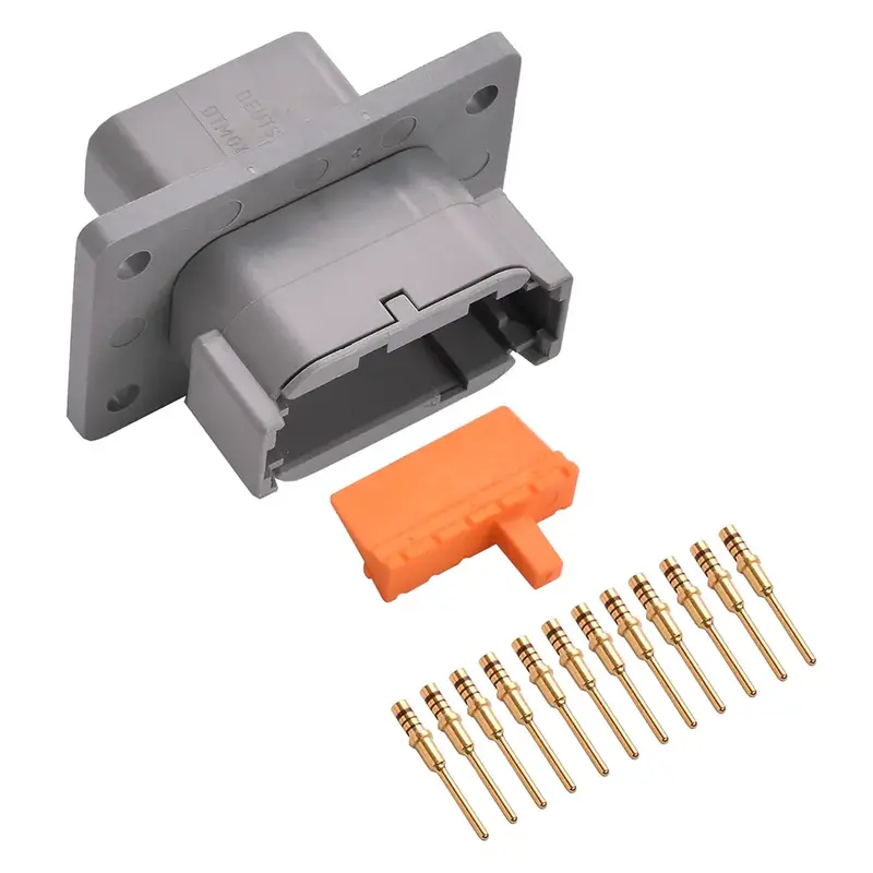 12-Way Deutsch Dtm04-12Pa-L012 Flanged Receptacle Connector Kit (Gold Pins, 24-20 Awg) 1