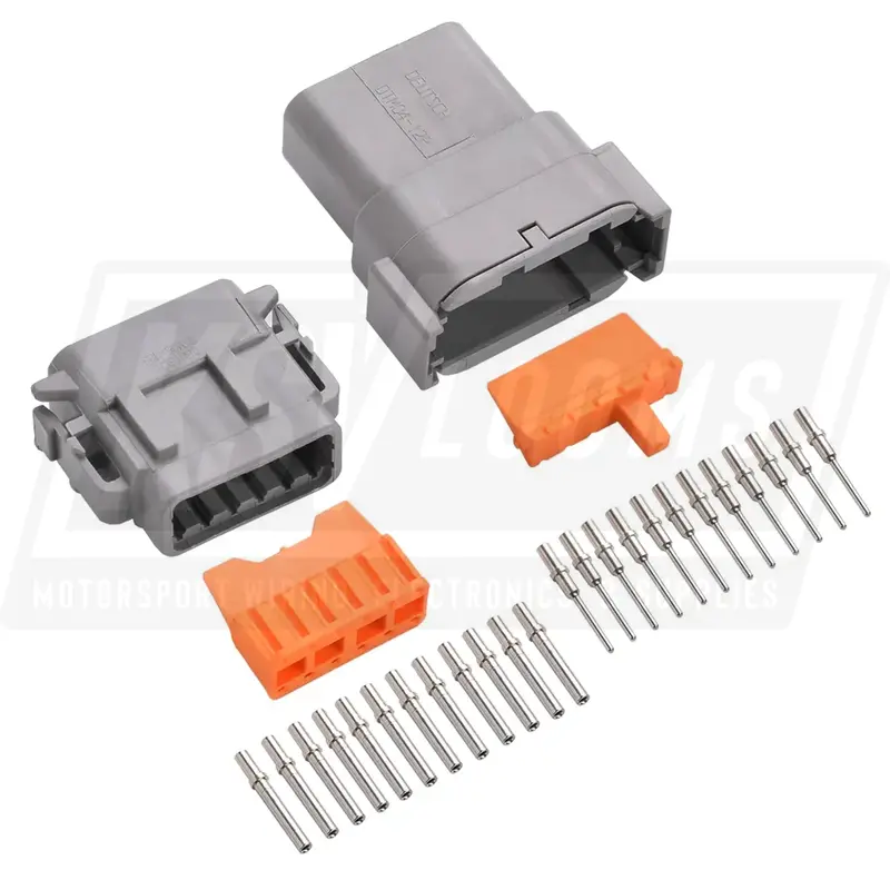 12-Way Mated Deutsch Dtm Connector Kit, Dtm04-12Pa And Dtm06-12Sa (Nickel, 24-20 Awg) 1