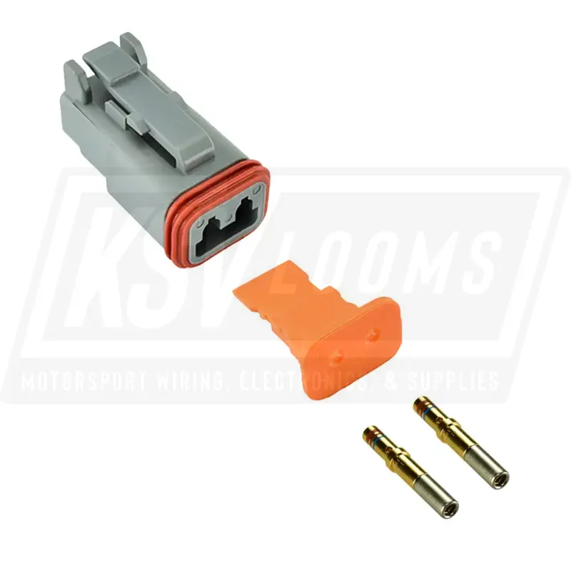 2-Way Deutsch Dt06-2S Plug Connector Kit (Gold Sockets, 20-16 Awg) 1