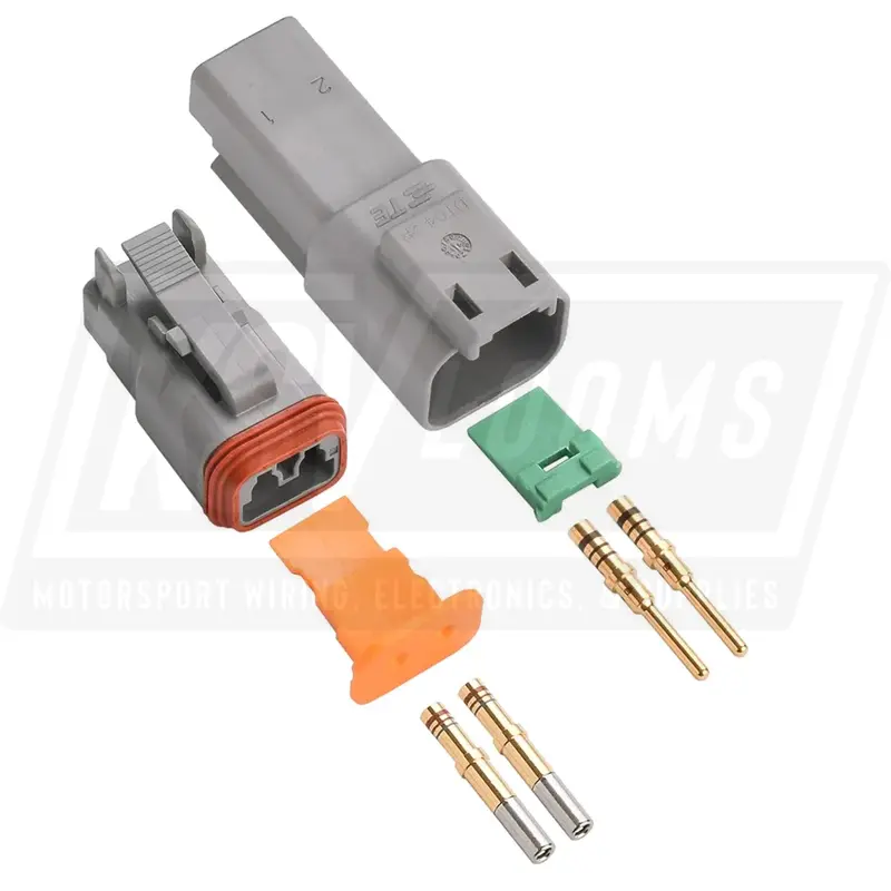 2-Way Mated Deutsch Dt Connector Kit, Dt04-2P And Dt06-2S (Gold, 20-16 Awg) 1