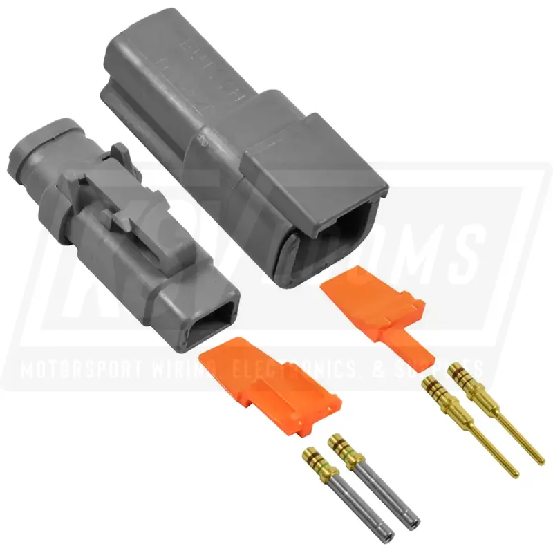 2-Way Mated Deutsch Dtm Connector Kit, Dtm04-2P And Dtm06-2S-E007 (Gold, 24-20 Awg) 1