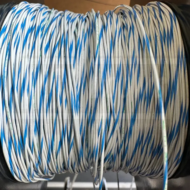 24 Awg White/Blue Striped Tefzel Wire M22759/32-24-96 (Cut Length) 1