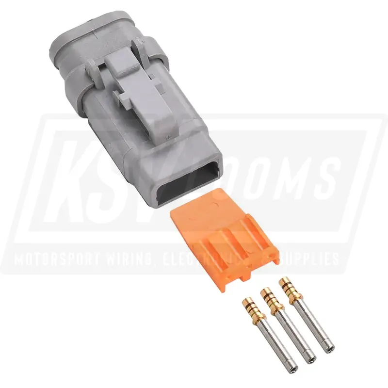 3-Way Deutsch Dtm06-3S-E007 Plug Connector Kit (Gold Sockets, 24-20 Awg) 1
