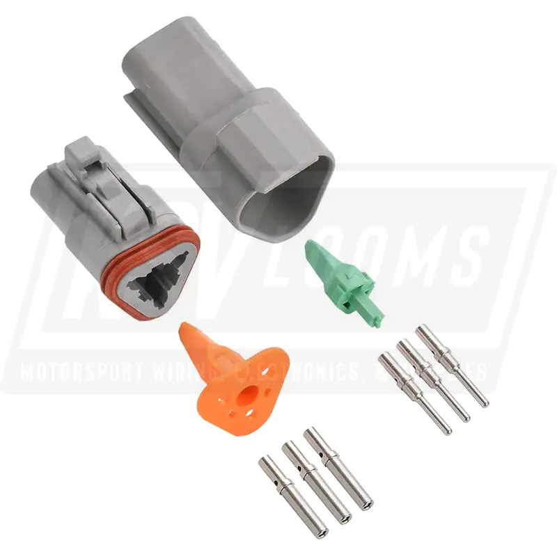 3-Way Mated Deutsch Dt Connector Kit, Dt04-3P And Dt06-3S (Nickel, 20-16 Awg) 1