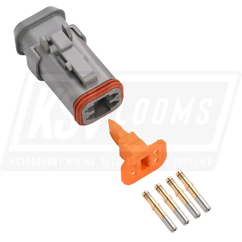 4-Way Deutsch Dt06-4S-E008 Plug Connector Kit (Gold Sockets, 20-16 Awg) 1