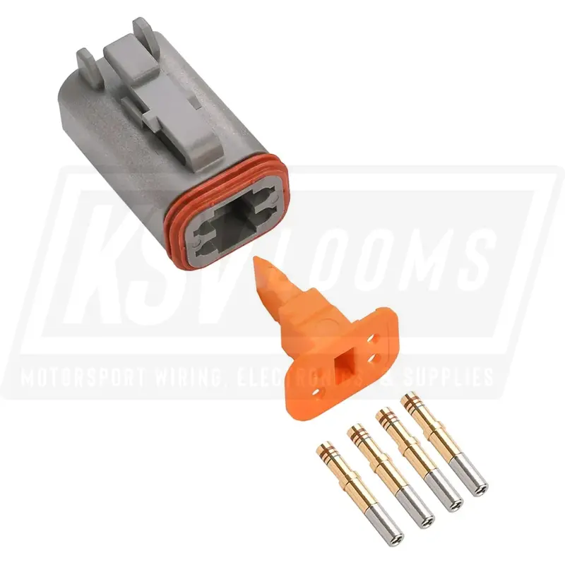 4-Way Deutsch Dt06-4S Plug Connector Kit (Gold Sockets, 20-16 Awg) 1