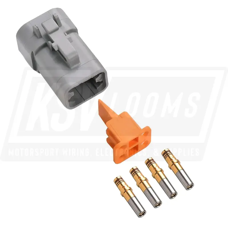 4-Way Deutsch Dtp06-4S Plug Connector Kit (Gold Sockets, 14-12 Awg) 1