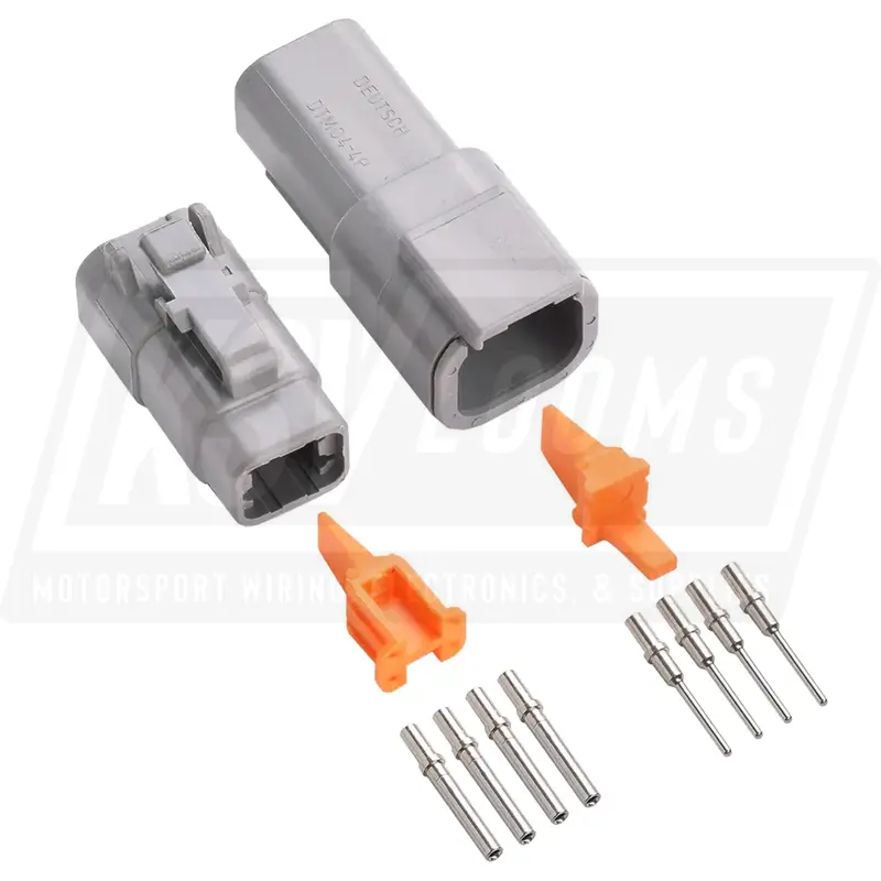 4-Way Mated Deutsch Dtm Connector Kit, Dtm04-4P And Dtm06-4S (Gold, 24-20 Awg) 1