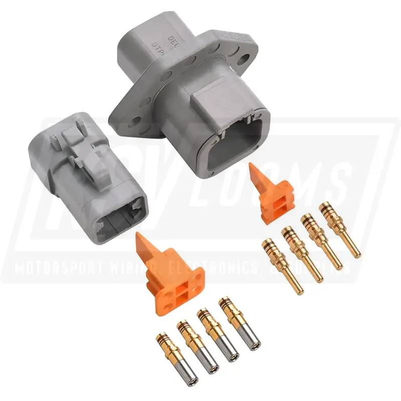 4-Way Mated Deutsch Dtp Connector Kit, Dtp04-4P-L012 And Dtp06-4S (Gold, 14-12 Awg) 1