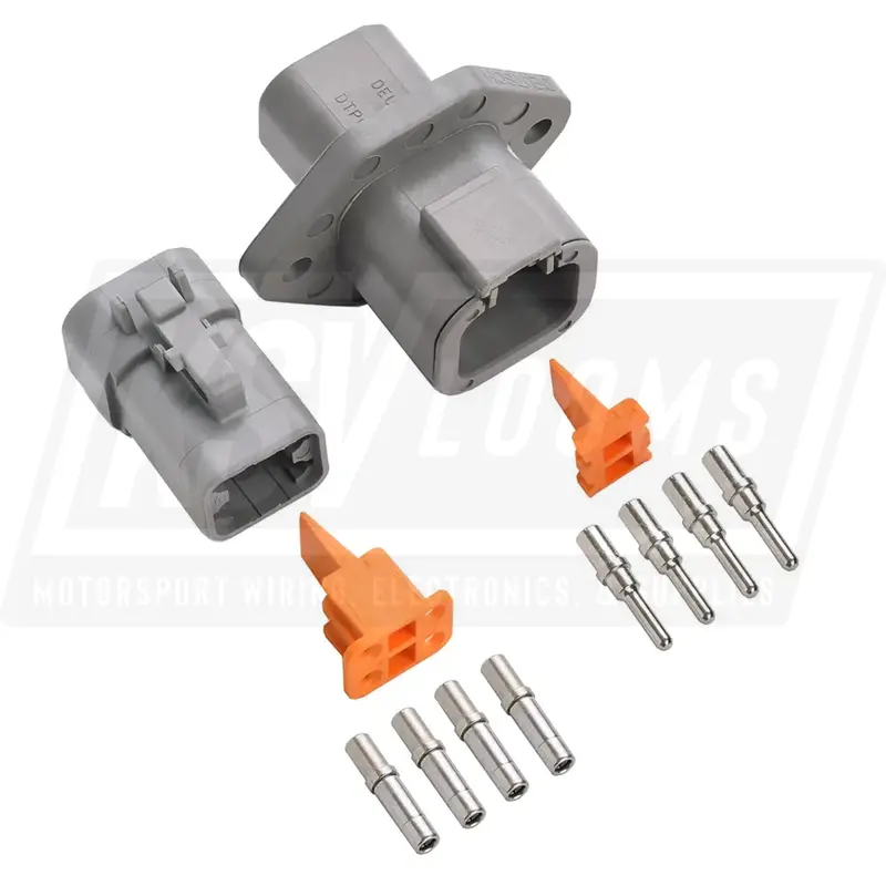 4-Way Mated Deutsch Dtp Connector Kit, Dtp04-4P-L012 And Dtp06-4S (Nickel, 14-12 Awg) 1