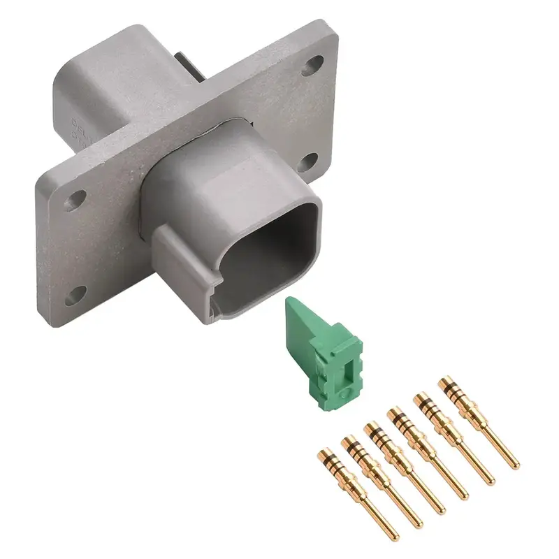 6-Way Deutsch Dt04-6P-L012 Flanged Receptacle Connector Kit (Gold Pins, 20-16 Awg) 1