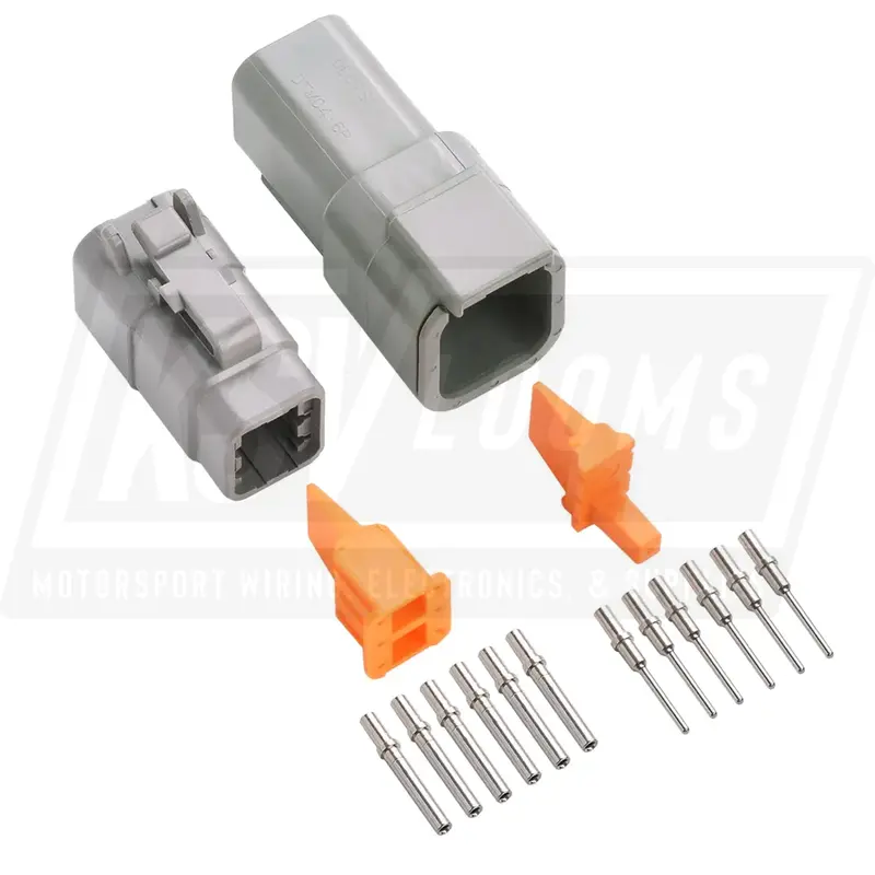 6-Way Mated Deutsch Dtm Connector Kit, Dtm04-6P And Dtm06-6S (Nickel, 24-20 Awg) 1
