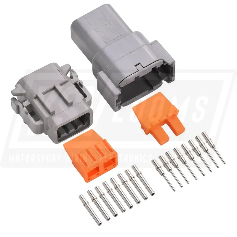 8-Way Mated Deutsch Dtm Connector Kit, Dtm04-08Pa And Dtm06-8S (Nickel, 24-20 Awg) 1