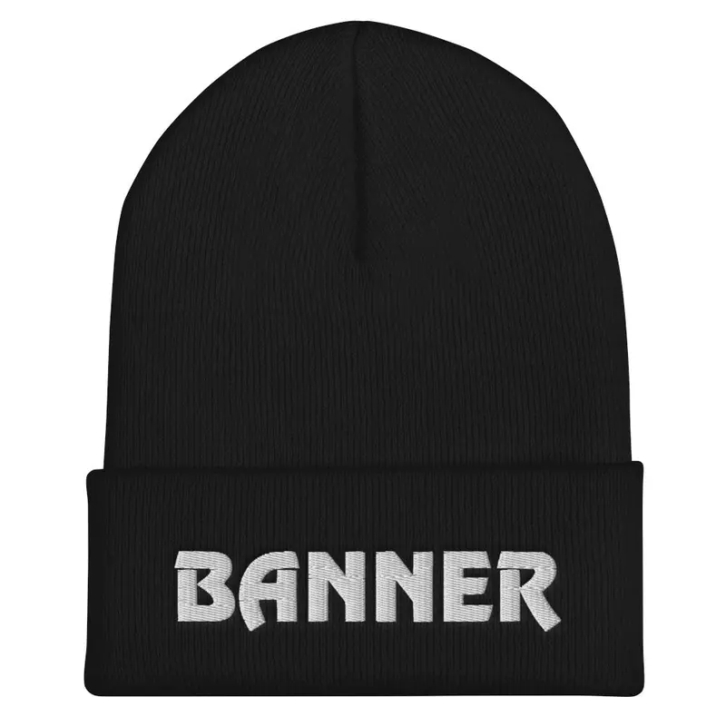 Banner Cuffed Beanie - Black 1