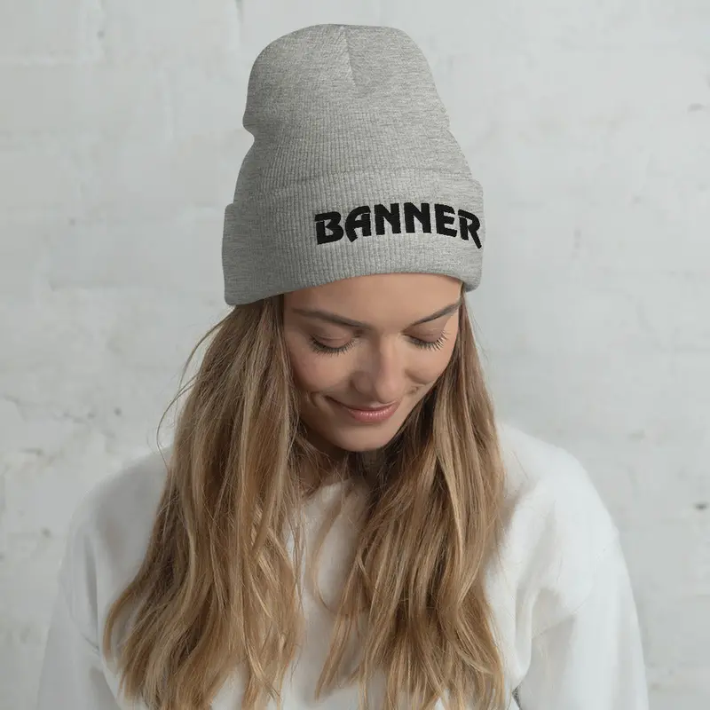 Banner Cuffed Beanie - Grey 1