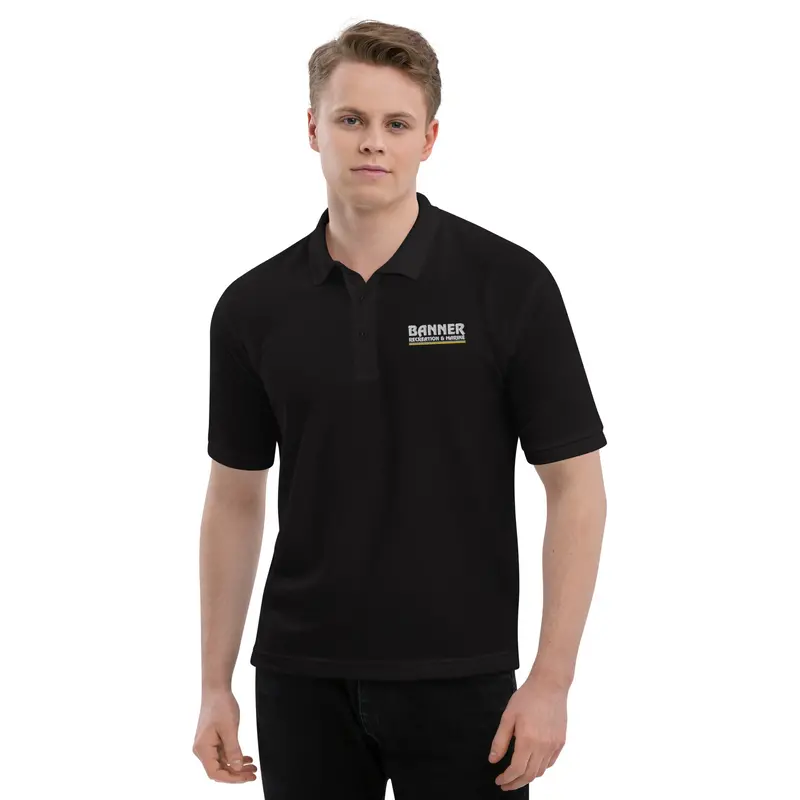 Banner Men's Premium Polyester Blend Polo - Black 1