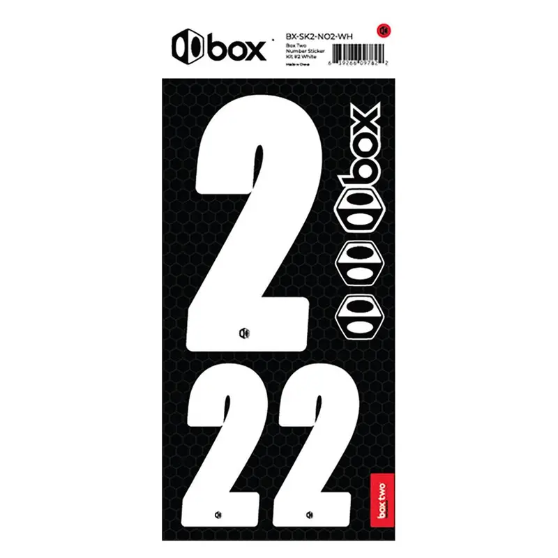 Box Two Number Sticker Kit - White 1