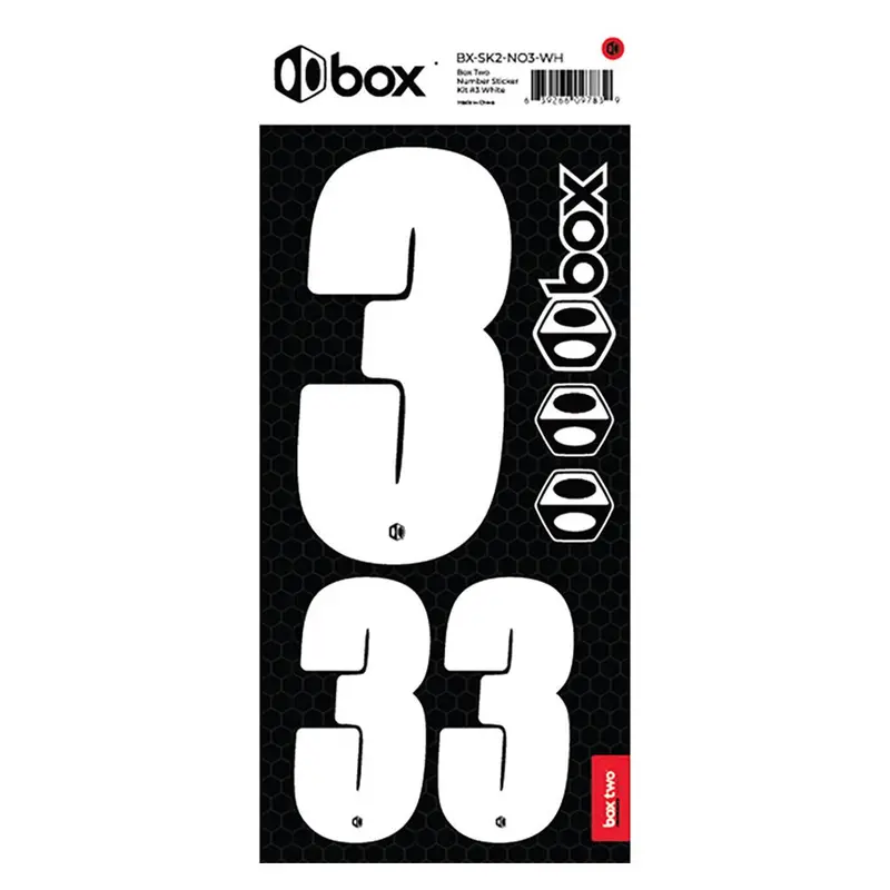 Box Two Number Sticker Kit - White 10