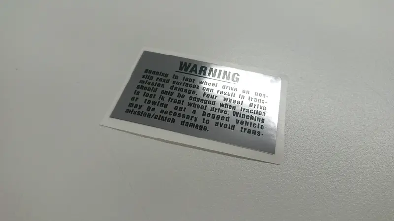 Brumby/Brat/Mv Console 4Wd Selection Warning Sticker 1