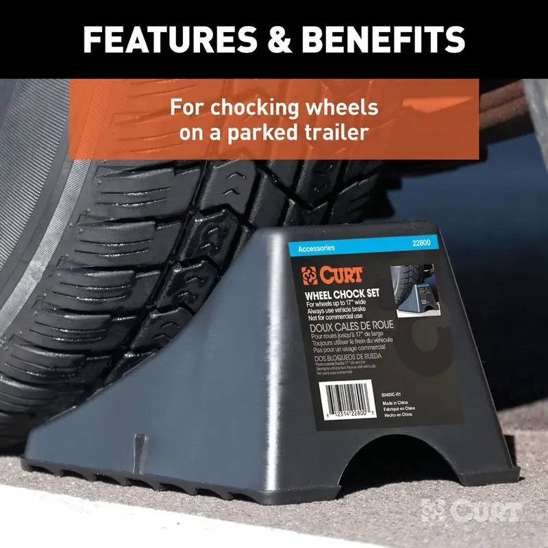 Curt Wheel Chock Set (Up To 17" Wide Wheels) 2
