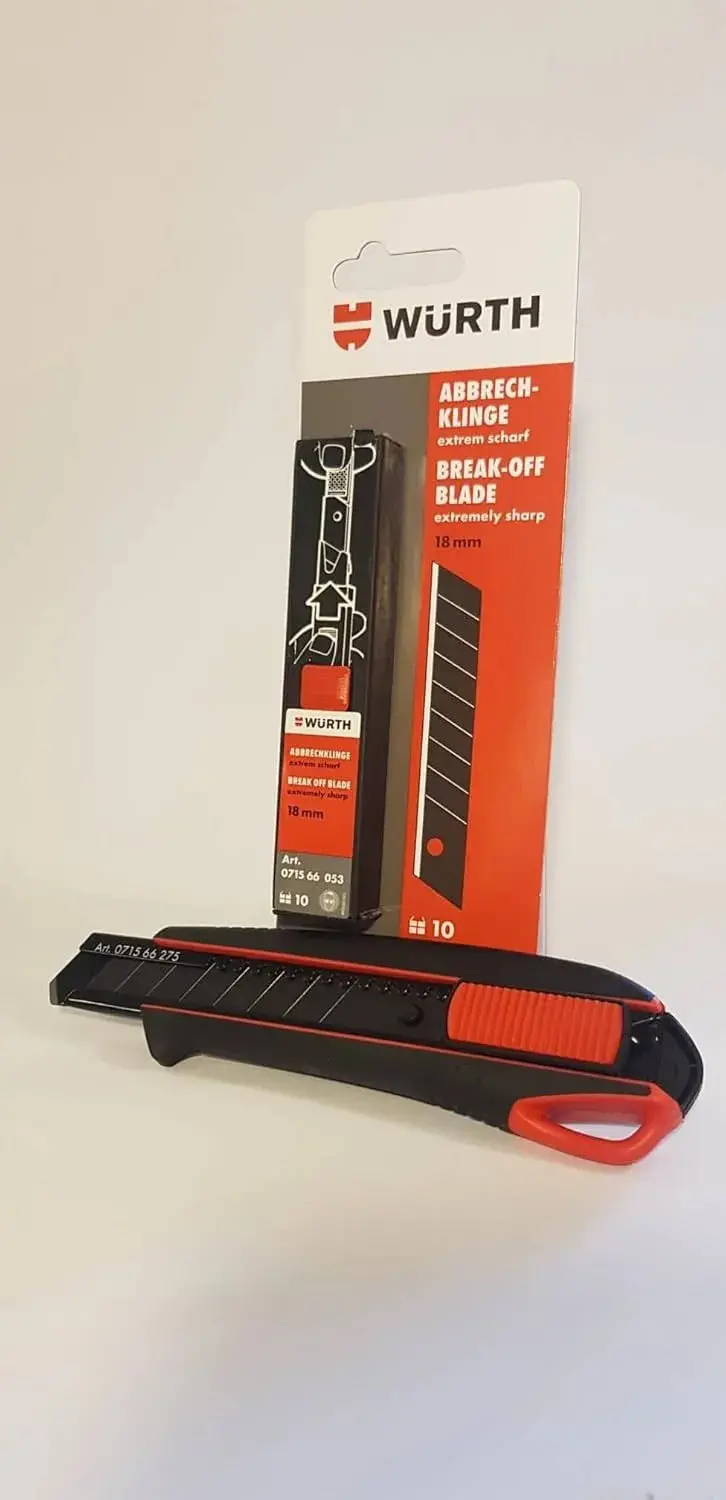 Cutter Professionnel Würth 2K – 3 Lames Sécables + 10 Lames Supplémentaires 2
