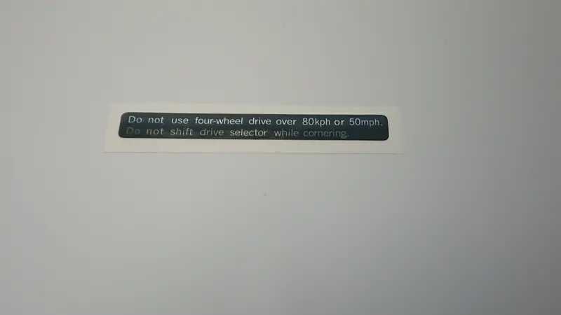 Early Gen Brumby/Brat/Mv Dash Speed/4Wd Warning Sticker 1