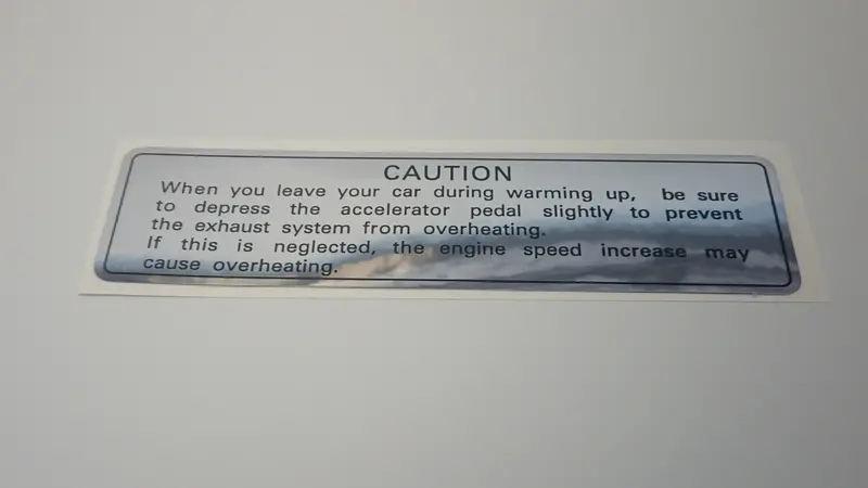 Early Gen Brumby/Brat/Mv Door Warmup Caution Sticker 1