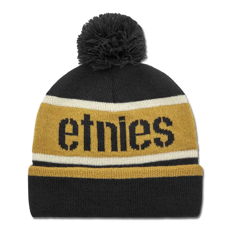 Etnies Stencil Pom Beanie - Black/Gold 1