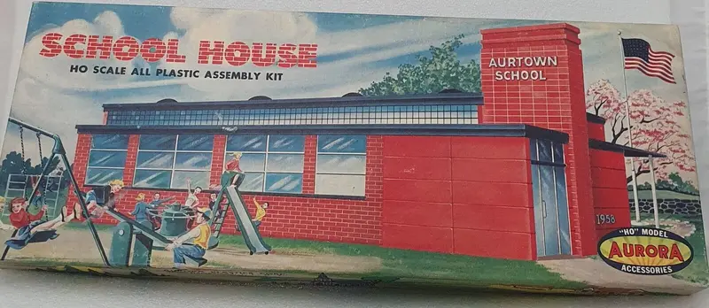 Ho Scale Aurora School House Model Kit 1