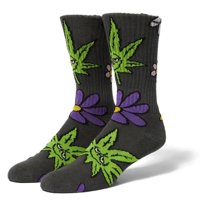 Huf Green Buddy Blossom Sock - Charcoal 1