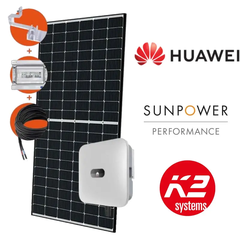 Kit Solaire Photovoltaïque Autoconsommation Monophasé Huawei / Sunpower 3Kw 1
