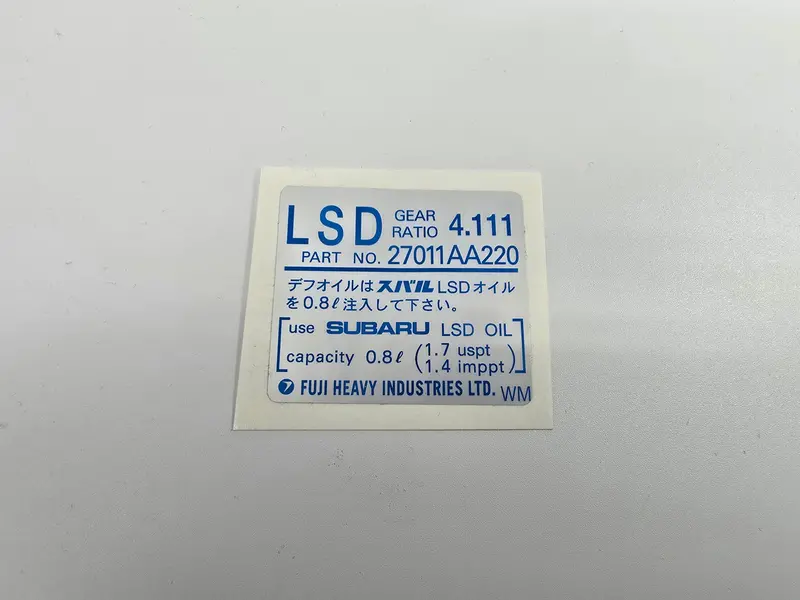 Lsd Differential Stickers For Subaru 3