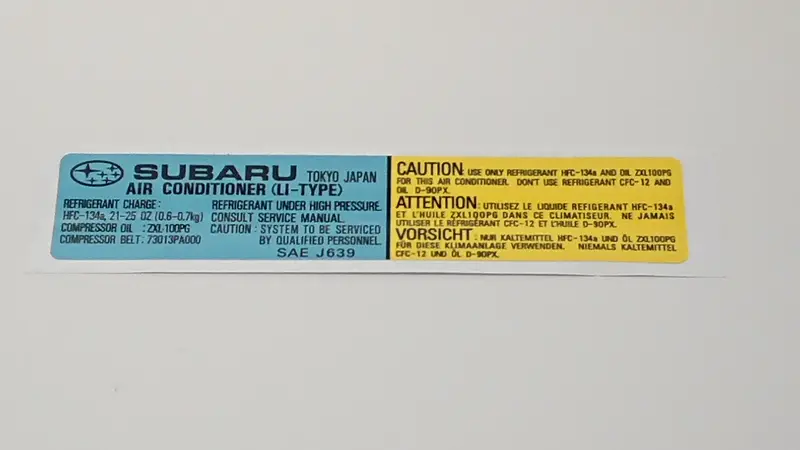Sae J639 Air Conditioning A/C Sticker 1
