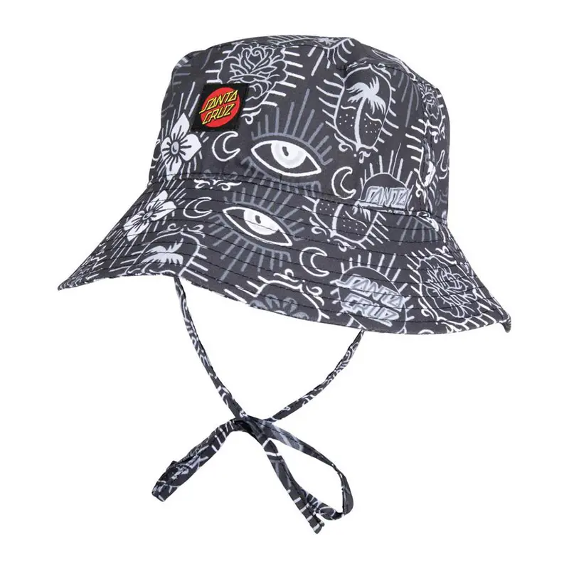 Santa Cruz Womens Classic Tie Bucket Hat - Black Patchwork 1