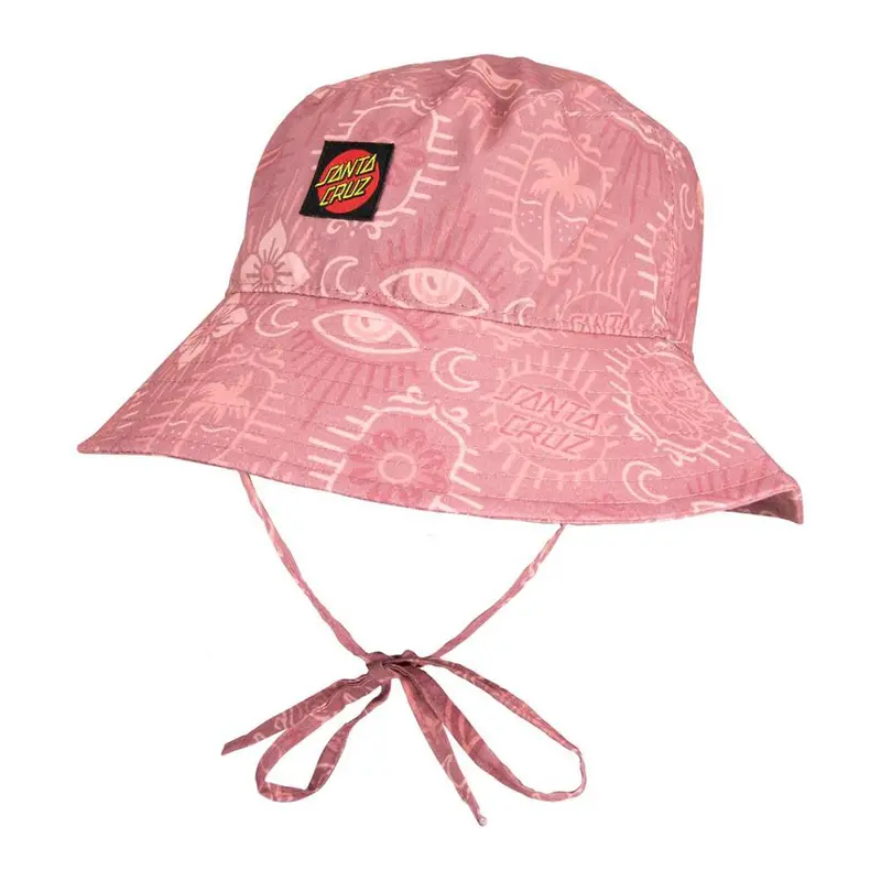 Santa Cruz Womens Classic Tie Bucket Hat - Red Patchwork 1