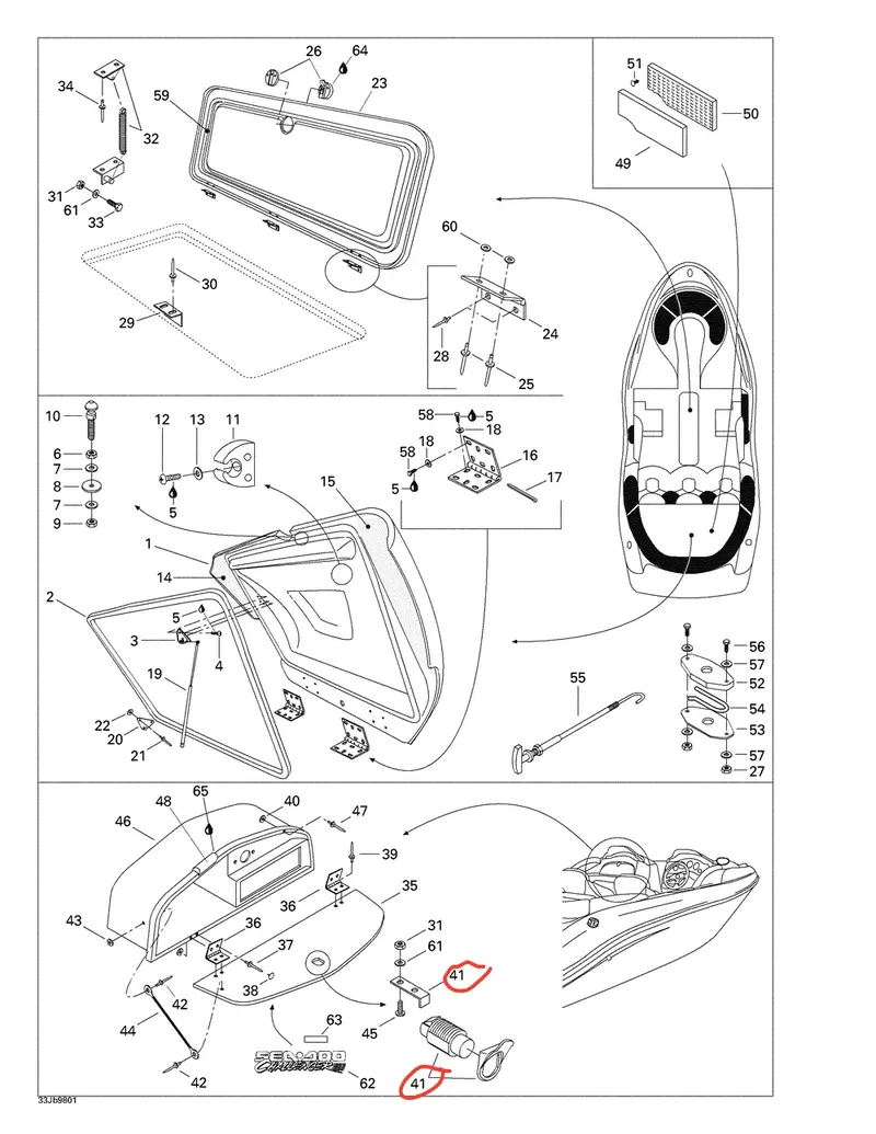 Sea-Doo Latches Kit, 3 Sub-Assemblies 1