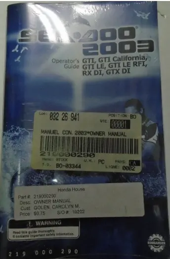 Sea-Doo Operator's Guide (2003) 1
