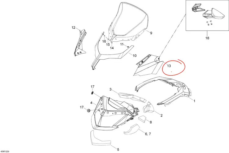 Ski-Doo Lh Console Air Deflector 1