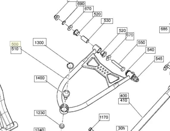 Ski-Doo Lh Upper Suspension Arm 34" 1