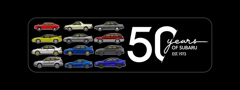 Subaru 50Th Anniversary Heritage Line-Up - Sticker 1