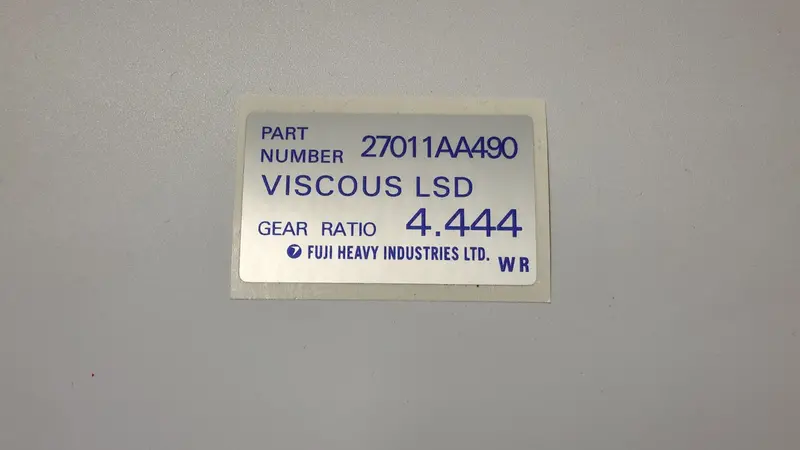 Subaru Rear Diff Reproduction Stickers 1