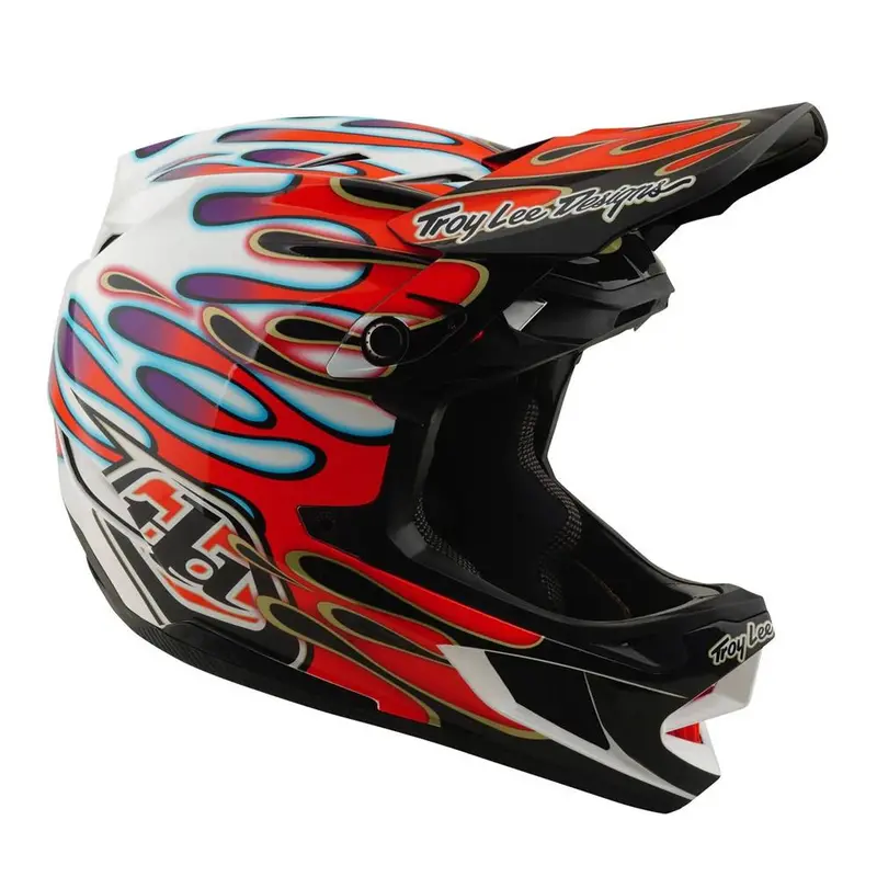 Troy Lee D4 Composite Race Helmet - Overspray White/Red 1