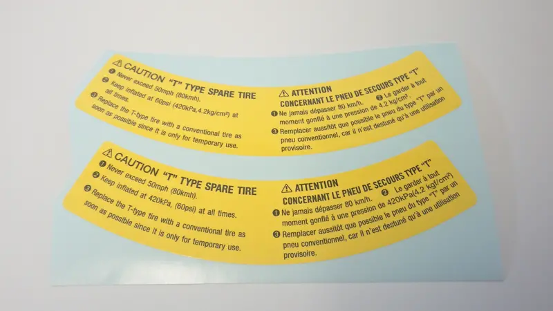 Type "T" Space Saver Tyre/Wheel Sticker 1