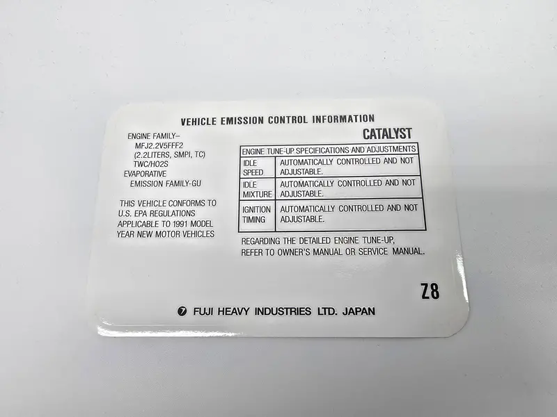 Usdm Legacy 2.2 Under Bonnet Sticker 2
