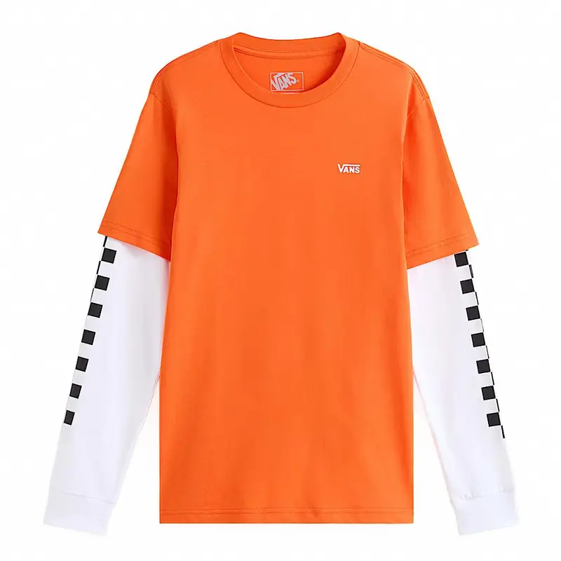 Vans Long Check Twofer Kids T-Shirt - Flame 1