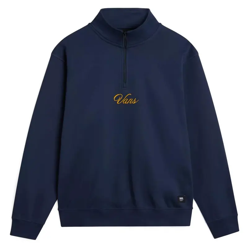 Vans Scripted Loose Fleece Quarter Zip Sweatshirt - Dress Blues 1