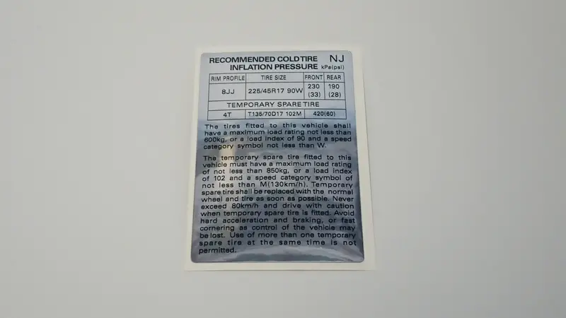 Wrx Gc8 And Gd Tyre Placards 1
