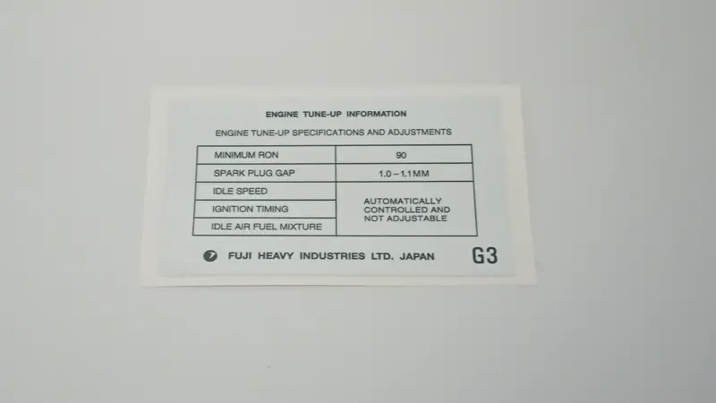Wrx Gc8/Gf8 Tune Up G3 (Non Turbo) Sticker 1